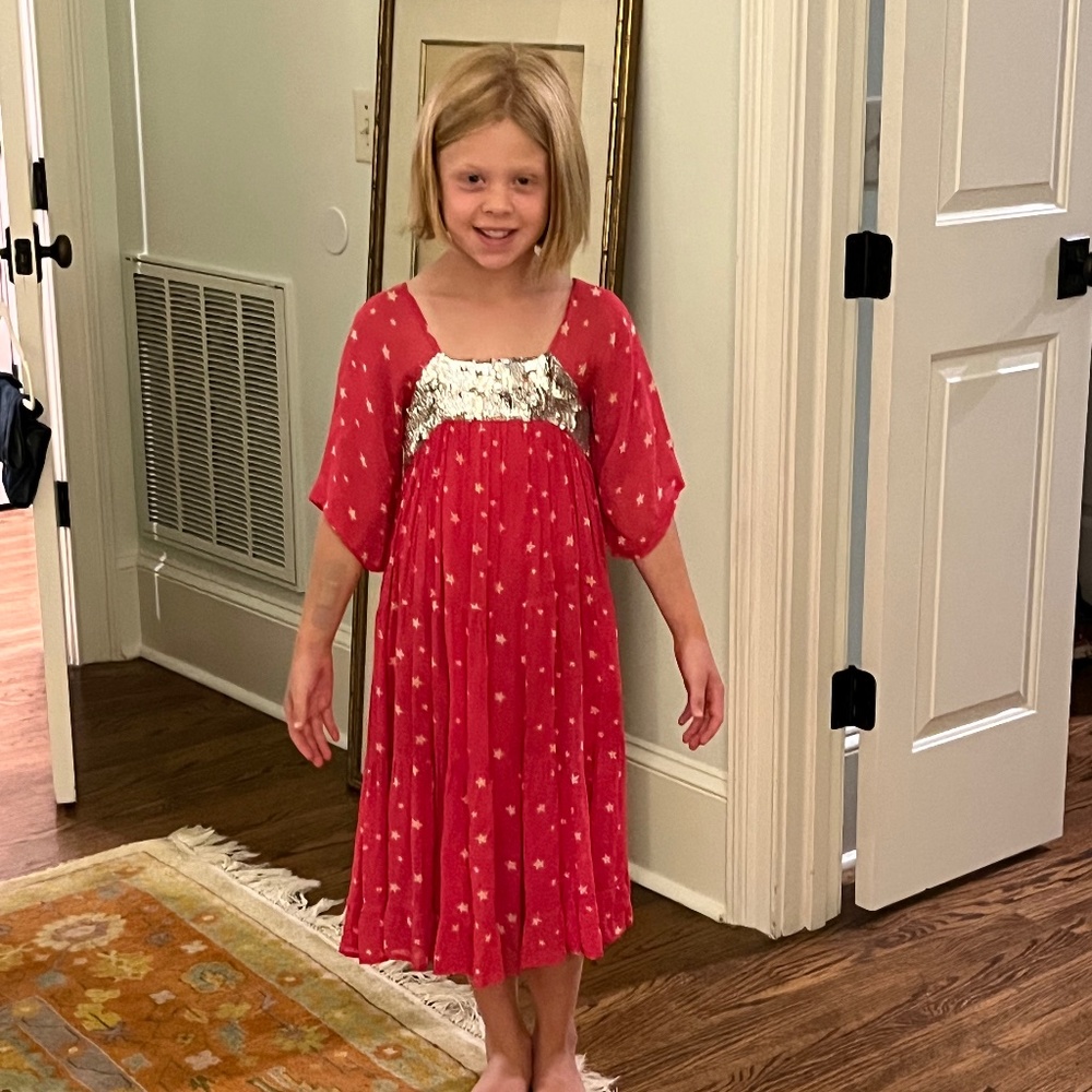 ILOVEGORGEOUS Girls Formal Dress Flowly Hot Pink w/Stars